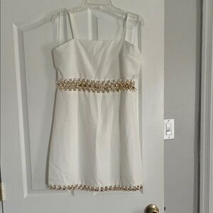Francesca's Collections White Dress with Gold Accents